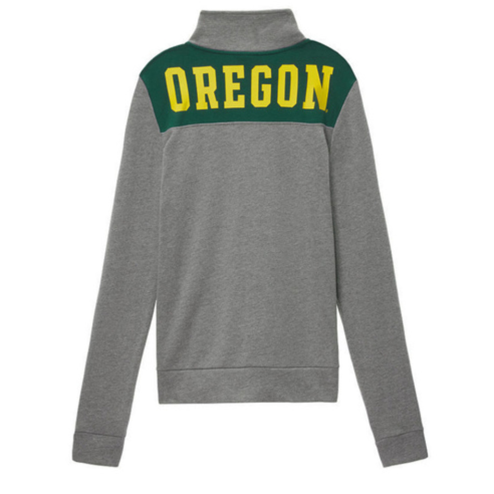 UNIVERSITY OF OREGON DUCKS Green Gray Victoria's Secret Top Grey Sweatshirt Top